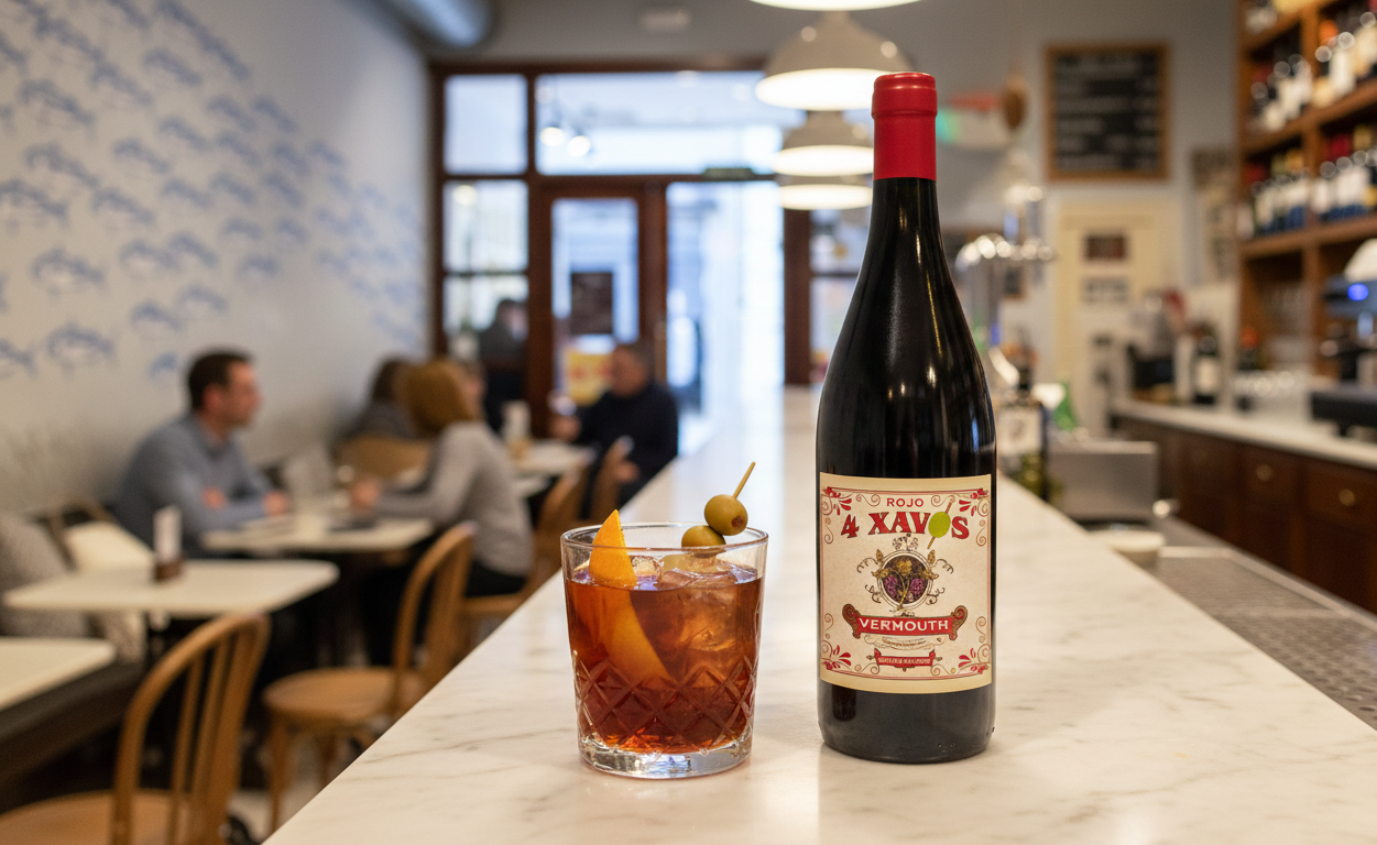 Vermut posado en una barra de bar