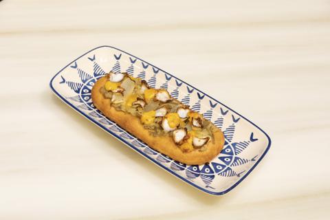 Pulpo seco y berenjena asada