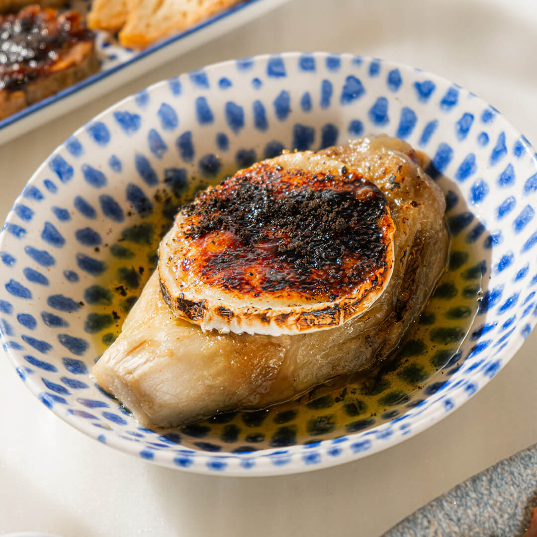 Berenjena con Miel y Queso de Cabra